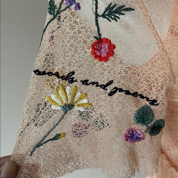 TOPSHOP Women’s Embroidered Mesh Floral Peach Short Sleeve Midi Dress Size 4 - Picture 8 of 17